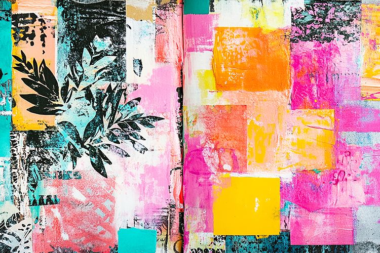 Colorful Abstract Mixed Media Collage