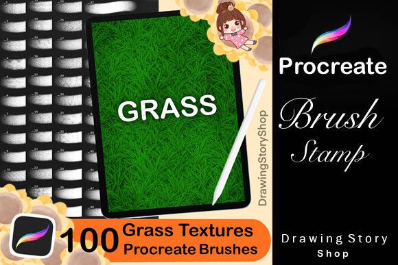 100 Procreate Grass Texture Brushes