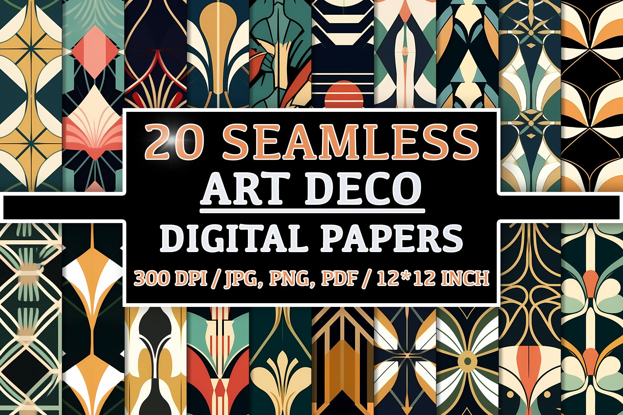 20 Seamless Art Deco Patterns