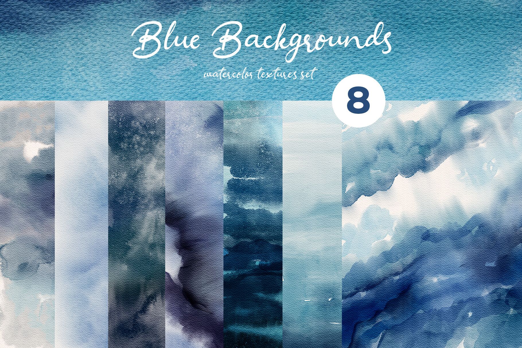 Blue Backgrounds Watercolor Textures Set