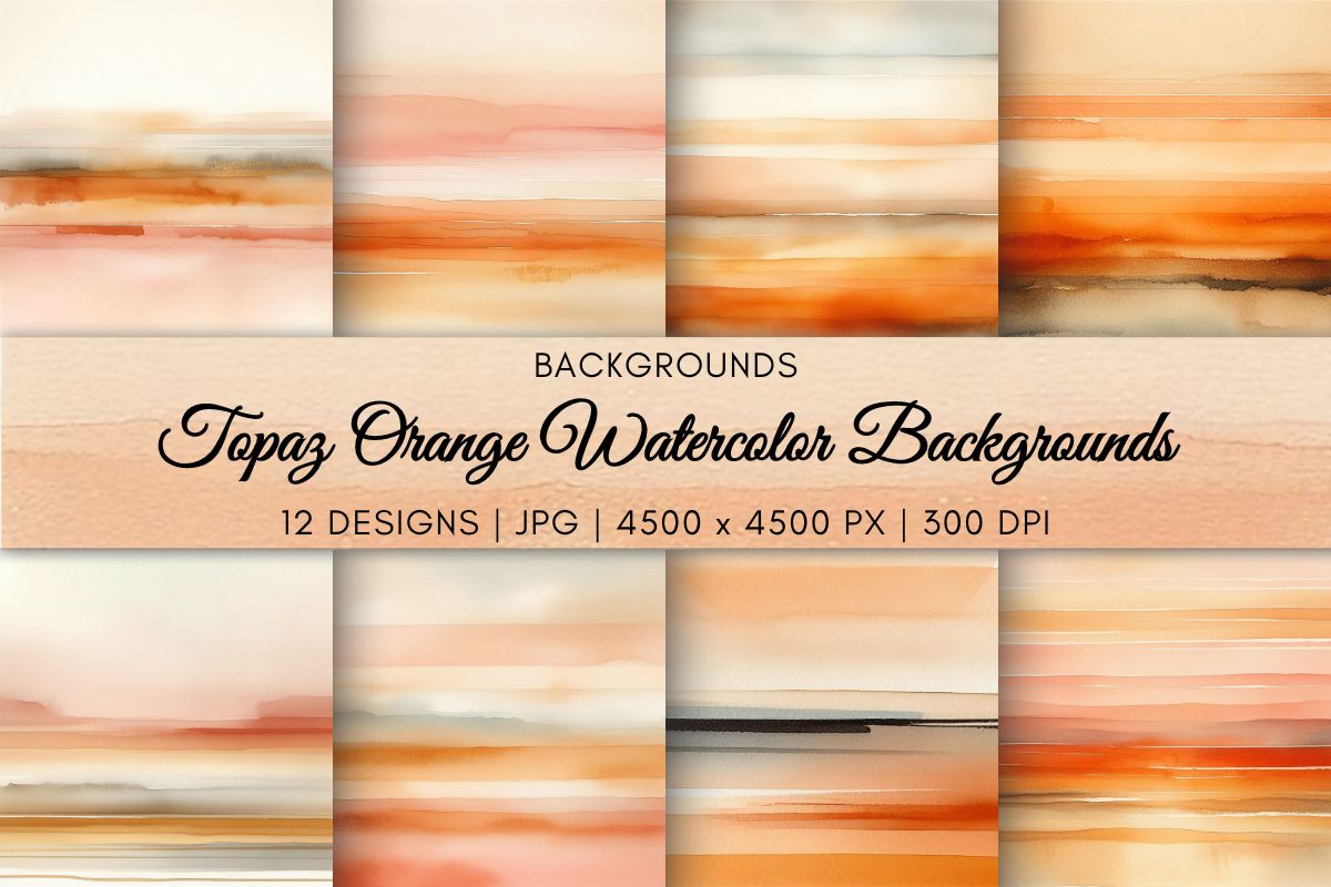 Topaz Orange Watercolor Backgrounds