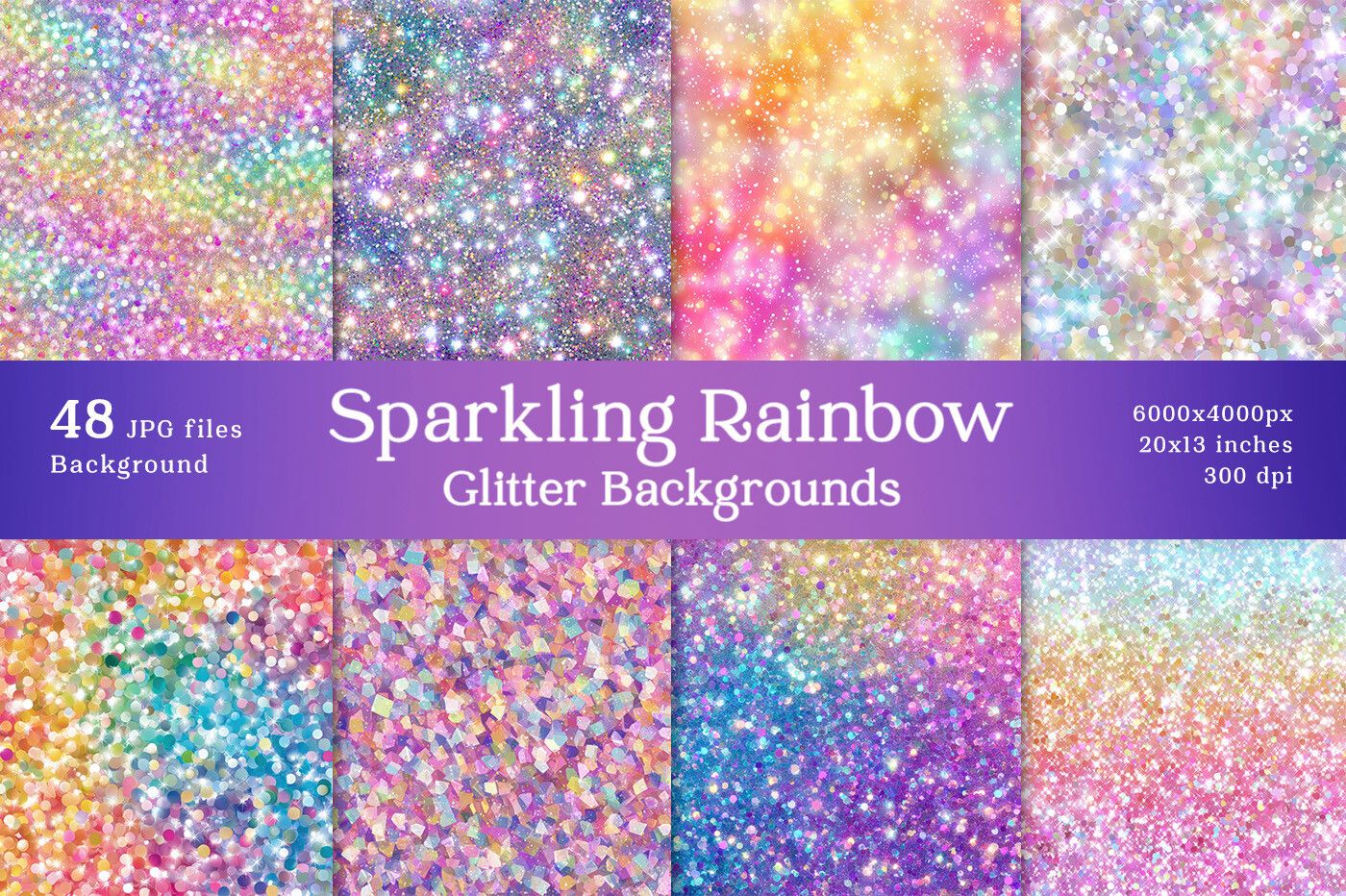 48 Sparkling Rainbow Glitter Backgrounds